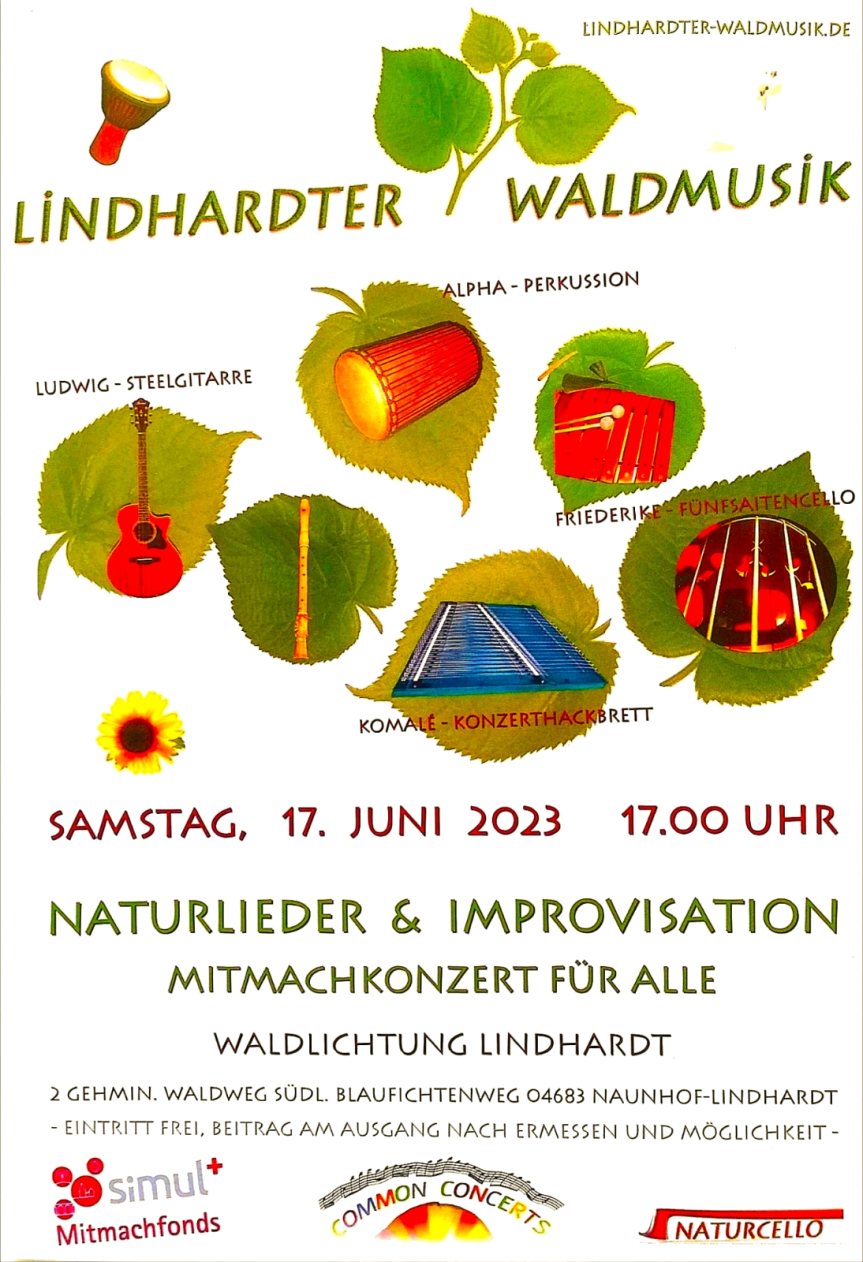 (Einladung zum) Waldkonzert (forest music concert) in Naunhof/Lindhardt, Saxonia, 17. Juni&nbsp;2023